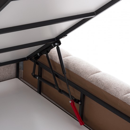 ΚΡΕΒΑΤΙ ΔΙΠΛΟ ΜΕ ΣΤΡΩΜΑ & ΑΠΟΘΗΚΕΥΤΙΚΟ ΧΩΡΟ REMO HM21167 ΜΠΕΖ ΜΠΟΥΚΛΕ--ΓΙΑ 160x200εκ