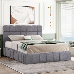 ΚΡΕΒΑΤΙ ΔΙΠΛΟ ΜΕ ΣΤΡΩΜΑ & ΑΠΟΘ.ΧΩΡΟ RAMON ΓΚΡΙ ΜΠΟΥΚΛΕ--ΓΙΑ 160x200εκ