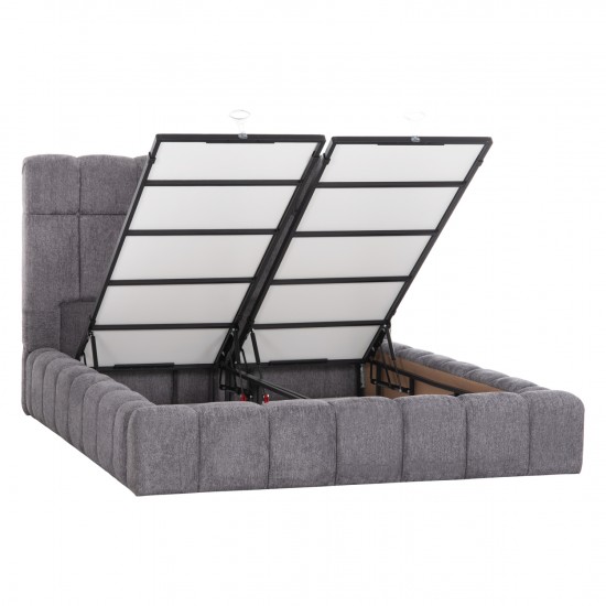 ΚΡΕΒΑΤΙ ΔΙΠΛΟ ΜΕ ΣΤΡΩΜΑ & ΑΠΟΘ.ΧΩΡΟ RAMON ΓΚΡΙ ΜΠΟΥΚΛΕ--ΓΙΑ 160x200εκ