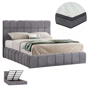 ΚΡΕΒΑΤΙ ΔΙΠΛΟ ΜΕ ΣΤΡΩΜΑ & ΑΠΟΘ.ΧΩΡΟ RAMON ΓΚΡΙ ΜΠΟΥΚΛΕ--ΓΙΑ 160x200εκ