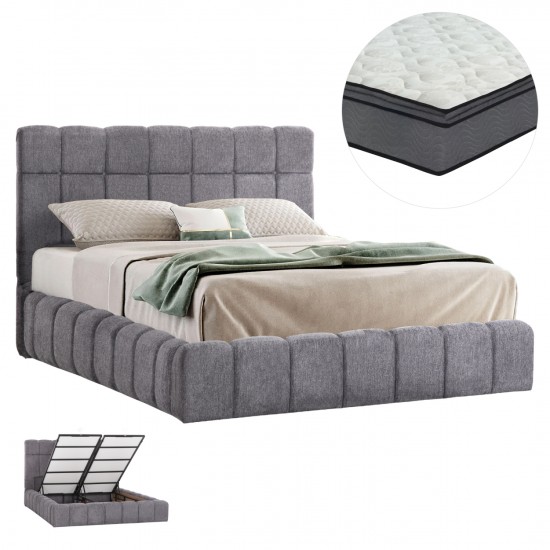 ΚΡΕΒΑΤΙ ΔΙΠΛΟ ΜΕ ΣΤΡΩΜΑ & ΑΠΟΘ.ΧΩΡΟ RAMON ΓΚΡΙ ΜΠΟΥΚΛΕ--ΓΙΑ 160x200εκ