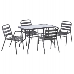 ΣΕΤ ΤΡΑΠΕΖΑΡΙΑΣ 5ΤΜΧ ADAM ΚΑΡΕΚΛΕΣ ΜΕΤΑΛΛΙΚΕΣ & ΤΡΑΠΕΖΙ 110x60 ΓΚΡΙ