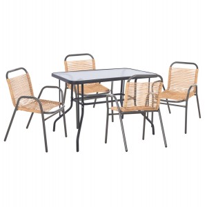 ΣΕΤ ΤΡΑΠΕΖΑΡΙΑΣ 5ΤΜΧ AVRIL ΚΑΡΕΚΛΕΣ ΜΕΤΑΛ. & ΤΡΑΠΕΖΙ 110x60 ΓΚΡΙ-ΦΥΣΙΚΟ