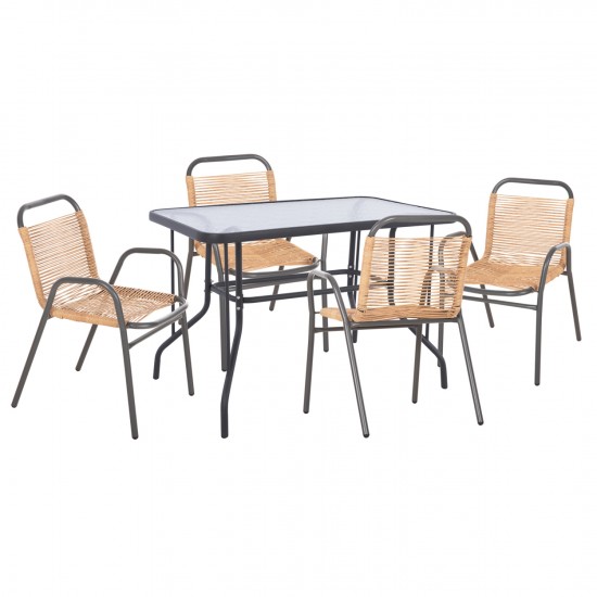 ΣΕΤ ΤΡΑΠΕΖΑΡΙΑΣ 5ΤΜΧ AVRIL ΚΑΡΕΚΛΕΣ ΜΕΤΑΛ. & ΤΡΑΠΕΖΙ 110x60 ΓΚΡΙ-ΦΥΣΙΚΟ