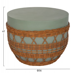 ΤΡΑΠΕΖΙ ΣΑΛΟΝΙΟΥ VILHENA FIBER CEMENT ΠΡΑΣΙΝΟ-RATTAN ΦΥΣΙΚΟ Φ56x47Υεκ.
