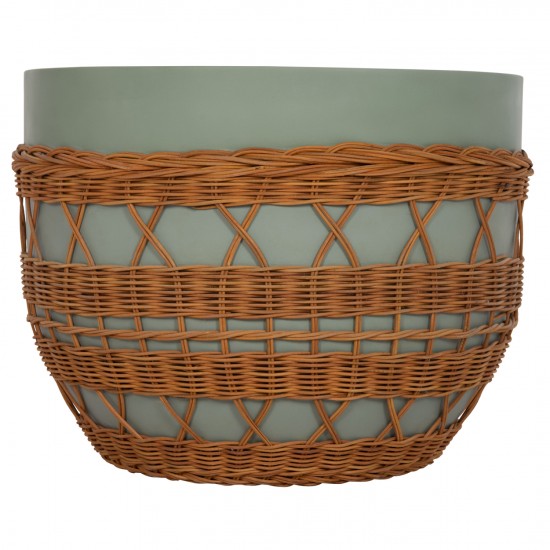 ΤΡΑΠΕΖΙ ΣΑΛΟΝΙΟΥ VILHENA FIBER CEMENT ΠΡΑΣΙΝΟ-RATTAN ΦΥΣΙΚΟ Φ56x47Υεκ.