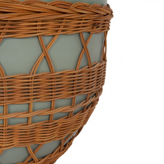 ΤΡΑΠΕΖΙ ΣΑΛΟΝΙΟΥ VILHENA FIBER CEMENT ΠΡΑΣΙΝΟ-RATTAN ΦΥΣΙΚΟ Φ56x47Υεκ.