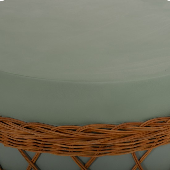 ΤΡΑΠΕΖΙ ΣΑΛΟΝΙΟΥ VILHENA FIBER CEMENT ΠΡΑΣΙΝΟ-RATTAN ΦΥΣΙΚΟ Φ56x47Υεκ.