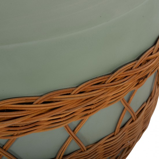 ΤΡΑΠΕΖΙ ΣΑΛΟΝΙΟΥ VILHENA FIBER CEMENT ΠΡΑΣΙΝΟ-RATTAN ΦΥΣΙΚΟ Φ56x47Υεκ.