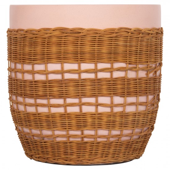 ΒΟΗΘΗΤΙΚΟ ΤΡΑΠΕΖΙ VILHENA FIBER CEMENT ΡΟΖ-RATTAN ΦΥΣΙΚΟ Φ44.5x45Υεκ.