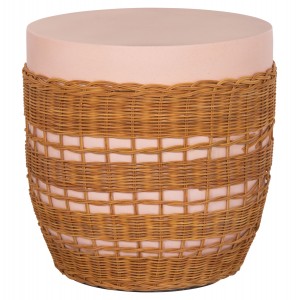 ΒΟΗΘΗΤΙΚΟ ΤΡΑΠΕΖΙ VILHENA FIBER CEMENT ΡΟΖ-RATTAN ΦΥΣΙΚΟ Φ44.5x45Υεκ.