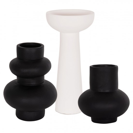 ΣΕΤ 3 ΕΠΙΤΡΑΠΕΖΙΑ ΔΙΑΚΟΣΜΗΤΙΚΑ ΒΑΖΑ LEKKAN ΤΕΡΑΚΟΤΑ ΣΕ ΛΕΥΚΟ & ΜΑΥΡΟ