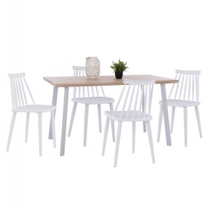 ΣΕΤ ΤΡΑΠΕΖΑΡΙΑΣ 5ΤΜΧ OFIRA MDF TOP ΣΕ SONAMA ΛΕΥΚΕΣ ΚΑΡΕΚΛΕΣ 140x80x76Υ