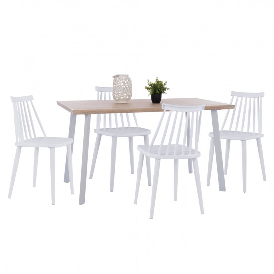 ΣΕΤ ΤΡΑΠΕΖΑΡΙΑΣ 5ΤΜΧ OFIRA MDF TOP ΣΕ SONAMA ΛΕΥΚΕΣ ΚΑΡΕΚΛΕΣ 140x80x76Υ