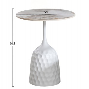 ΤΡΑΠΕΖΙ ΣΑΛΟΝΙΟΥ LONGSTEM ΒΑΣΗ ΛΕΥΚΗ SINTERED STONE CALACATA GOLD Φ50