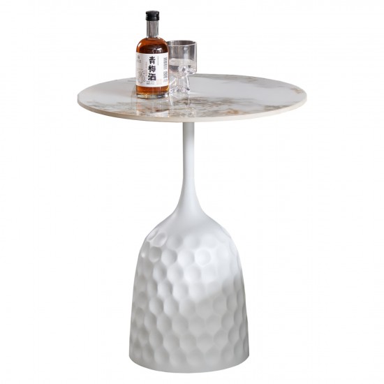 ΤΡΑΠΕΖΙ ΣΑΛΟΝΙΟΥ LONGSTEM ΒΑΣΗ ΛΕΥΚΗ SINTERED STONE CALACATA GOLD Φ50