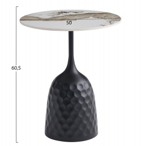 ΤΡΑΠΕΖΙ ΣΑΛΟΝΙΟΥ LONGSTEM ΒΑΣΗ ΜΑΥΡΗ SINTERED STONE PANDORA SCHEME Φ50