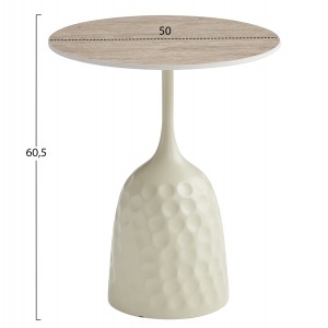 ΤΡΑΠΕΖΙ ΣΑΛΟΝΙΟΥ LONGSTEM ΒΑΣΗ ΣΑΜΠΑΝΙ ΚΕΡΑΜΙΚΟ TOP TRAVERTINE STONE Φ50