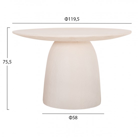 ΤΡΑΠΕΖΙ ΤΡΑΠΕΖΑΡΙΑΣ ΣΤΡΟΓΓΥΛΟ SEPPO FIBER CEMENT ΛΕΥΚΟ Φ119,5x75,5Υεκ.