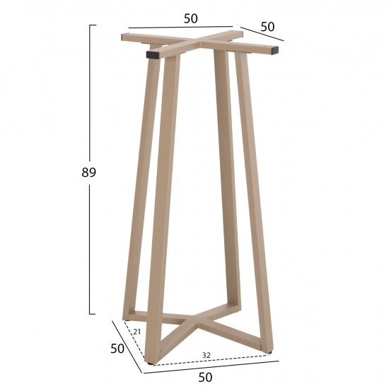 ΒΑΣΗ ΤΡΑΠΕΖΙΟΥ ΜΠΑΡ ΜΕΣΑΙΟΥ ΥΨΟΥΣ ΜΕΤΑΛΛΟ ΚΑΠΟΥΤΣΙΝΟ 50x50x89Υεκ.