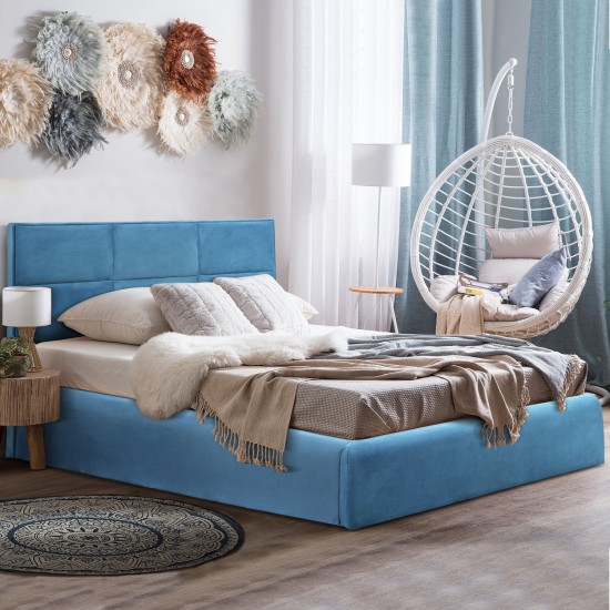 ΚΡΕΒΑΤΙ ΔΙΠΛΟ & ΣΤΡΩΜΑ BRILEY ΠΕΤΡΟΛ ΒΕΛΟΥΔΟ ΜΕ ΑΠΟΘΗΚΕΥΤΙΚΟ ΧΩΡΟ--ΓΙΑ 160x200εκ