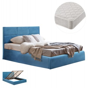 ΚΡΕΒΑΤΙ ΔΙΠΛΟ & ΣΤΡΩΜΑ BRILEY ΠΕΤΡΟΛ ΒΕΛΟΥΔΟ ΜΕ ΑΠΟΘΗΚΕΥΤΙΚΟ ΧΩΡΟ--ΓΙΑ 160x200εκ