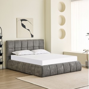 ΚΡΕΒΑΤΙ ΔΙΠΛΟ EDDY ΓΚΡΙ ΜΠΟΥΚΛΕ & ΑΠΟΘΗΚΕΥΤΙΚΟΣ ΧΩΡΟΣ ΣΤΡΩΜΑ 160x200εκ