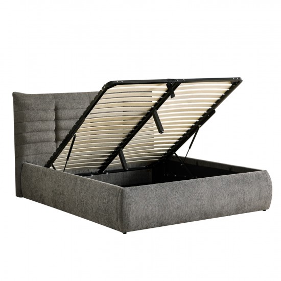 ΚΡΕΒΑΤΙ ΔΙΠΛΟ SANDRA ΓΚΡΙ ΥΦΑΣΜΑ & ΑΠΟΘΗΚΕΥΤΙΚΟΣ ΧΩΡΟΣ ΣΤΡΩΜΑ 160x200εκ