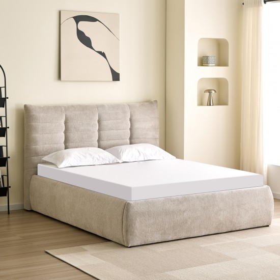 ΚΡΕΒΑΤΙ ΔΙΠΛΟ SANDRA ΜΠΕΖ ΥΦΑΣΜΑ & ΑΠΟΘΗΚΕΥΤΙΚΟΣ ΧΩΡΟΣ--ΣΤΡΩΜΑ 160x200εκ