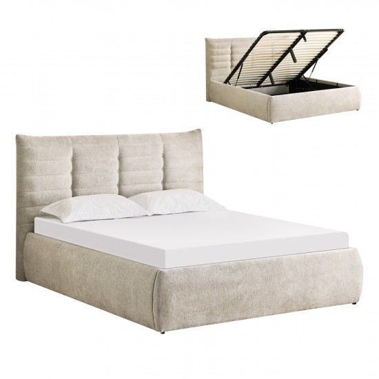 ΚΡΕΒΑΤΙ ΔΙΠΛΟ SANDRA ΜΠΕΖ ΥΦΑΣΜΑ & ΑΠΟΘΗΚΕΥΤΙΚΟΣ ΧΩΡΟΣ--ΣΤΡΩΜΑ 160x200εκ