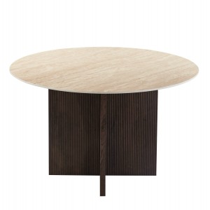 ΤΡΑΠΕΖΙ ΤΡΑΠΕΖΑΡΙΑΣ ΣΤΡΟΓΓΥΛΟ SKY ΚΕΡΑΜΙΚΟ TOP ΟΨΗ ΤΡΑΒΕΡΤΙΝΑΣ Φ120x76Υεκ