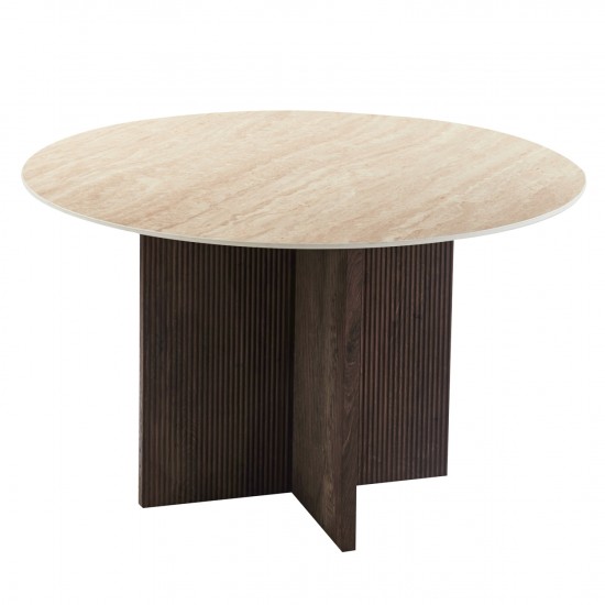 ΤΡΑΠΕΖΙ ΤΡΑΠΕΖΑΡΙΑΣ ΣΤΡΟΓΓΥΛΟ SKY ΚΕΡΑΜΙΚΟ TOP ΟΨΗ ΤΡΑΒΕΡΤΙΝΑΣ Φ120x76Υεκ