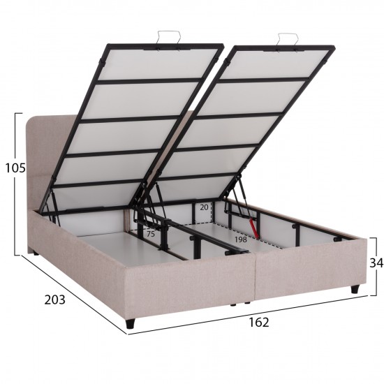 ΚΡΕΒΑΤΙ ΜΕ ΑΠΟΘ.ΧΩΡΟ DOLORES ΜΠΕΖ ΥΦΑΣΜΑ- ΓΙΑ ΣΤΡΩΜΑ 160x200εκ