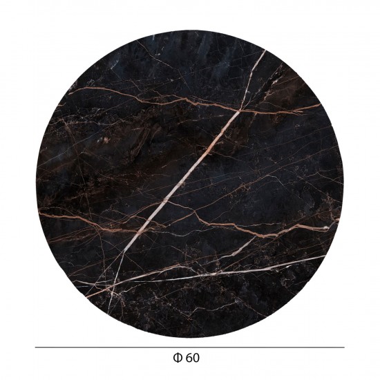 ΕΠΙΦΑΝΕΙΑ ΤΡΑΠΕΖΙΟΥ HPL ΣΤΡΟΓΓΥΛΗ BLACK MARBLE Φ60εκ.