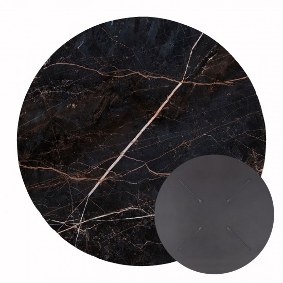 ΕΠΙΦΑΝΕΙΑ ΤΡΑΠΕΖΙΟΥ HPL ΣΤΡΟΓΓΥΛΗ BLACK MARBLE Φ60εκ.