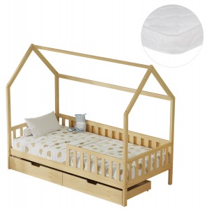 ΚΡΕΒΑΤΙ ΠΑΙΔΙΚΟ ΜΕ ΣΥΡΤΑΡΙΑ PHYLLIS ΞΥΛΟ ΠΕΥΚΟΥ ΦΥΣΙΚΟ--ΜΕ ΣΤΡΩΜΑ 90x190εκ