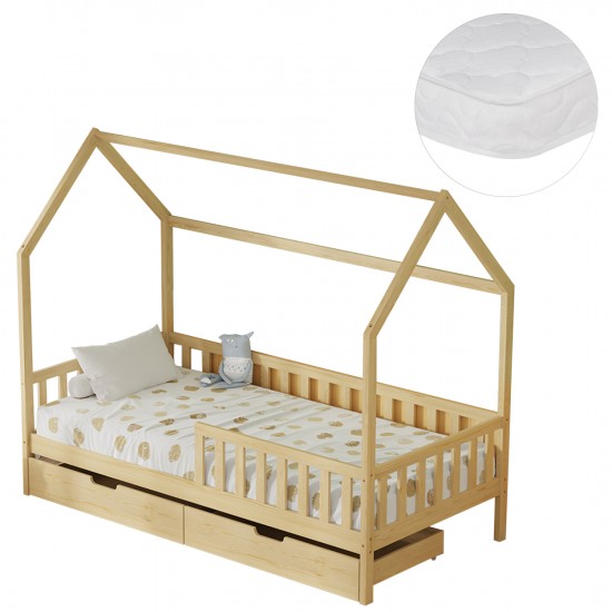 ΚΡΕΒΑΤΙ ΠΑΙΔΙΚΟ ΜΕ ΣΥΡΤΑΡΙΑ PHYLLIS ΞΥΛΟ ΠΕΥΚΟΥ ΦΥΣΙΚΟ--ΜΕ ΣΤΡΩΜΑ 90x190εκ