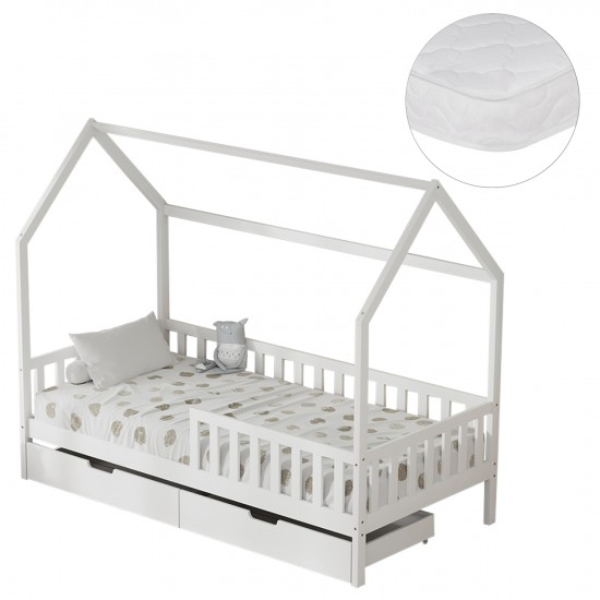 ΚΡΕΒΑΤΙ ΠΑΙΔΙΚΟ ΜΕ ΣΥΡΤΑΡΙΑ PHYLLIS ΞΥΛΟ ΠΕΥΚΟΥ ΛΕΥΚΟ--ΜΕ ΣΤΡΩΜΑ 90x190εκ