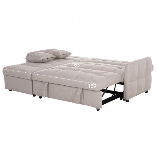 ΓΩΝΙΑΚΟΣ ΚΑΝΑΠΕΣ-ΚΡΕΒΑΤΙ ΑΝΑΣΤΡΕΨΙΜΟΣ NEZU ΜΠΕΖ ΥΦΑΣΜΑ 213x145x83Υεκ.