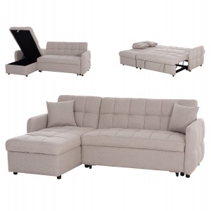 ΓΩΝΙΑΚΟΣ ΚΑΝΑΠΕΣ-ΚΡΕΒΑΤΙ ΑΝΑΣΤΡΕΨΙΜΟΣ NEZU ΜΠΕΖ ΥΦΑΣΜΑ 213x145x83Υεκ.