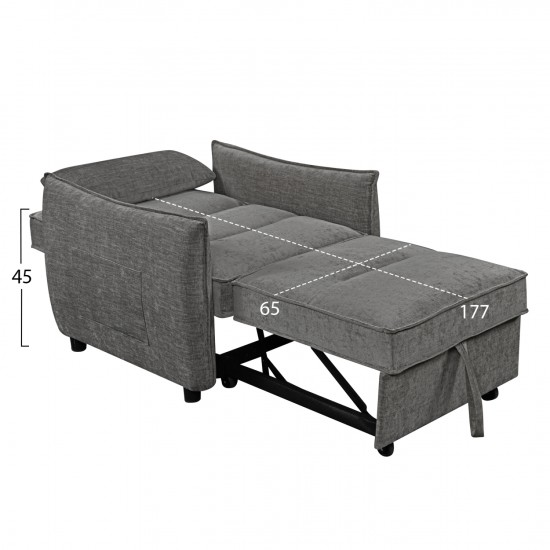 ΠΟΛΥΘΡΟΝΑ-ΚΡΕΒΑΤΙ ORYN ΓΚΡΙ ΥΦΑΣΜΑ 89x85x84Υεκ.