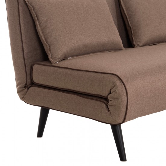 ΚΑΝΑΠΕΣ ΚΡΕΒΑΤΙ 2 ΑΤΟΜΩΝ ASMA ΣΚΟΥΡΟ ΜΠΕΖ ΥΦΑΣΜΑ 143x78x84Yεκ.