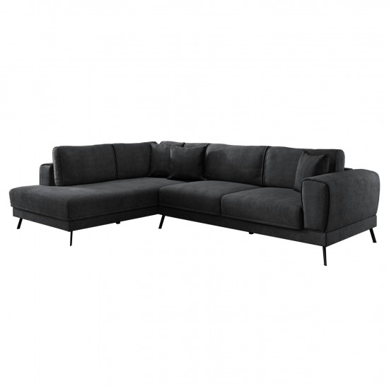 ΚΑΝΑΠΕΣ ΚΡΕΒΑΤΙ ΑΡΙΣΤΕΡΗ ΓΩΝΙΑ ZENORA ΣΚΟΥΡΟ ΓΚΡΙ ΥΦΑΣΜΑ 304x212x80Υεκ