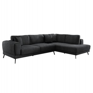 ΚΑΝΑΠΕΣ ΚΡΕΒΑΤΙ ΔΕΞΙΑ ΓΩΝΙΑ ZENORA ΣΚΟΥΡΟ ΓΚΡΙ ΥΦΑΣΜΑ 304x212x80Υεκ