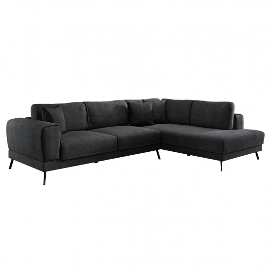 ΚΑΝΑΠΕΣ ΚΡΕΒΑΤΙ ΔΕΞΙΑ ΓΩΝΙΑ ZENORA ΣΚΟΥΡΟ ΓΚΡΙ ΥΦΑΣΜΑ 304x212x80Υεκ