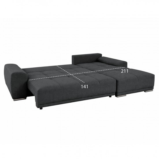 ΚΑΝΑΠΕΣ ΚΡΕΒΑΤΙ ΔΕΞΙΑ ΓΩΝΙΑ COMFYRA ΓΚΡΙ ΥΦΑΣΜΑ 270x181x75Υεκ