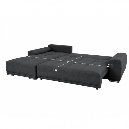 ΚΑΝΑΠΕΣ ΚΡΕΒΑΤΙ ΑΡΙΣΤΕΡΗ ΓΩΝΙΑ COMFYRA ΓΚΡΙ ΥΦΑΣΜΑ 270x181x75Υεκ