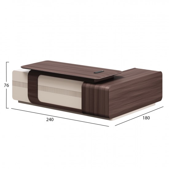 ΓΡΑΦΕΙΟ ΑΡΙΣΤΕΡΗ ΓΩΝΙΑ ΣΕΙΡΑ PRESIDENT ΜΕΛΑΜΙΝΗ ΣΕ ΚΑΡΥΔΙ-ΜΠΕΖ 240x180x76Υεκ