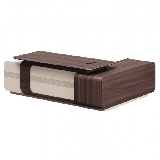 ΓΡΑΦΕΙΟ ΑΡΙΣΤΕΡΗ ΓΩΝΙΑ ΣΕΙΡΑ PRESIDENT ΜΕΛΑΜΙΝΗ ΣΕ ΚΑΡΥΔΙ-ΜΠΕΖ 240x180x76Υεκ