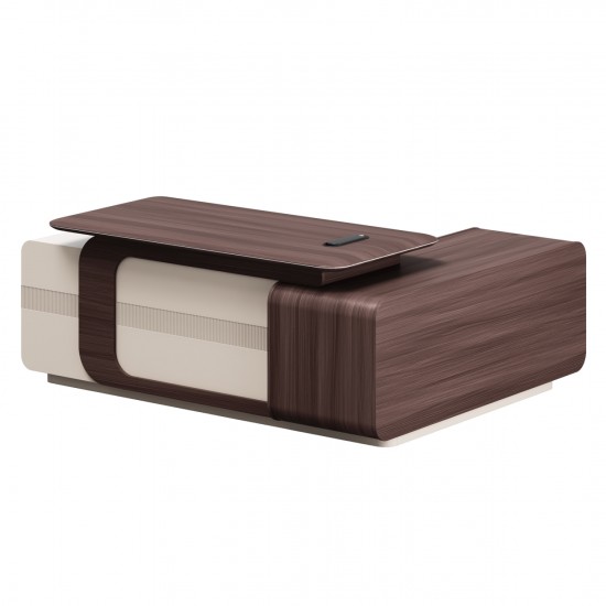 ΓΡΑΦΕΙΟ ΑΡΙΣΤΕΡΗ ΓΩΝΙΑ ΣΕΙΡΑ PRESIDENT  ΜΕΛΑΜΙΝΗ ΣΕ ΚΑΡΥΔΙ-ΜΠΕΖ 200x160x76Υεκ